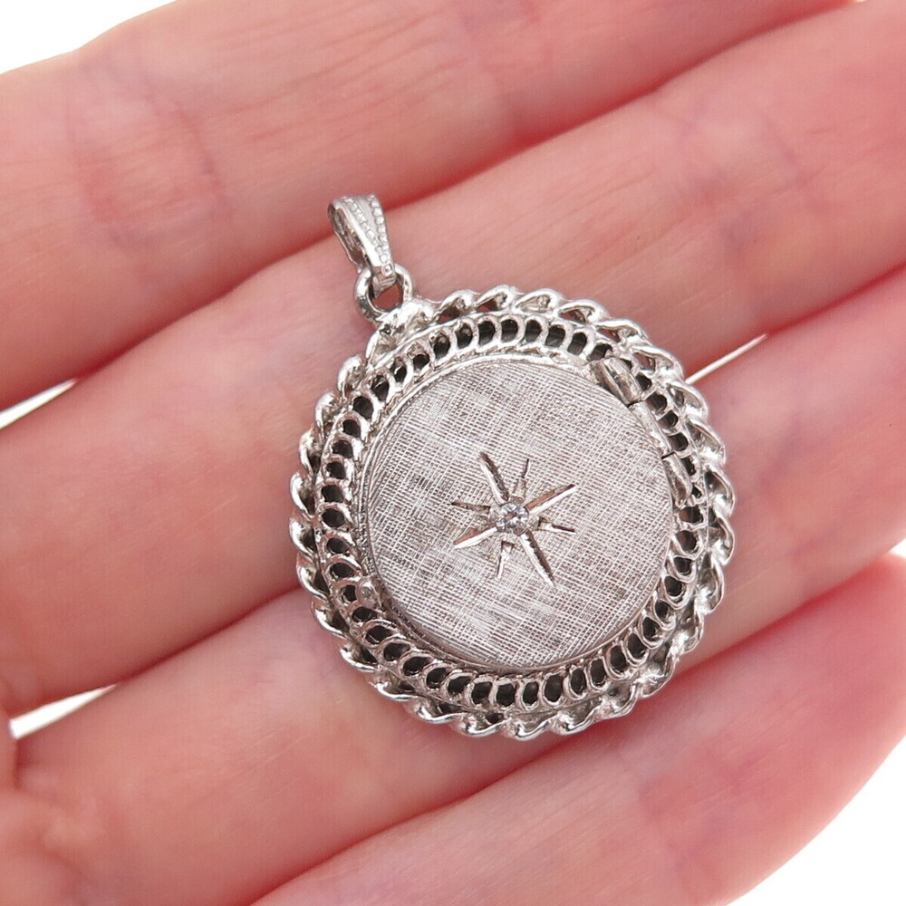Elco 925 Sterling Silver Antique Art Deco Starburst Locket Charm Pendant